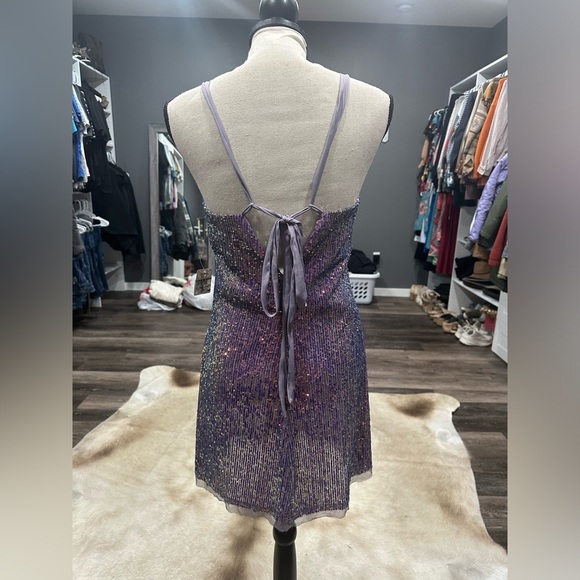 Intimately Free People Gold Rush Mini Dress Sequin Lilac Marina NWT - Medium - Picture 8 of 11